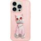 Nimmy iPhone 15 Pro 6.1" Case Pink Glasses Cool Cat