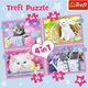 Trefl PUZZLE 4W1 TREFL ZABAWNE KOTKI PUD