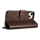 iCarer Oil Wax Wallet Anti-RFID 2in1 Apple iPhone 14 brown