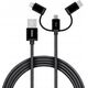 Kabel USB Yenkee USB-A - USB-C + microUSB + Lightning 1 m Czarny (YCU 400BK)