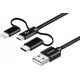 Kabel USB Yenkee USB-A - USB-C + microUSB + Lightning 1 m Czarny (YCU 400BK)