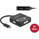 Adapter AV Delock Delock - High Speed - Videoadapter - Single Link - USB-C mannlich zu DB-15, DVI-I, HDMI, DisplayPort weiblich - 10 cm - Schwarz - 4K60Hz (3840 x 2160) Support (DP), 1080p-Unterstutzung, 60 Hz (VGA), 1.200 Pixel Support 60 Hz (DVI)