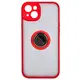 Bizon Case Hybrid Ring Apple iPhone 15 Plus smoky with a red frame