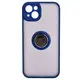 Bizon Case Hybrid Ring Apple iPhone 15 Plus smoky with a navy blue frame