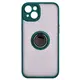 Bizon Case Hybrid Ring Apple iPhone 15 Plus smoky with a dark green frame