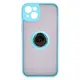 Bizon Case Hybrid Ring Apple iPhone 15 Plus smoky with a light blue frame