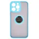 Bizon Case Hybrid Ring Apple iPhone 15 Pro Max smoky with a light blue frame
