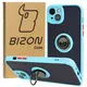 Bizon Case Hybrid Ring Apple iPhone 15 Plus smoky with a light blue frame