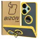 Bizon Case Hybrid Ring Xiaomi Poco F6 smoky with a yellow frame