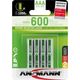 Ansmann 1x4 Ansmann NiMH Accu Micro AAA Typ.600 min.550 mAh 1311-0005 13338736 4013674086665