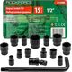 King Tony ROCKFORCE NASADKI UDAROWE kpl. 15el.1/2"  6-KĄT. (10-32mm)
