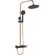 Shower system INVENA MOONLIGHT: rain and hand shower, mixer, black with gold details