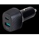 Deltaco USB φορτιστής automobilinis kroviklis DELTACO 1x USB-A 18 W, 1x USB-C PD 45 W, viso 63 W / USBC-CAR123 13413311 7333048053916