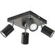 Lampa sufitowa Orno DOA SP4, oprawa ścienno-sufitowa, GU10 max. 4x50W, IP20, czarna, kwadrat