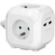 Orno Przedłużacz 4 krotny 2P+Z, ładowarka 2xUSB, 1,4m H05VV-F 3x1mm2, biały