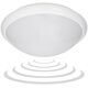 Lampa sufitowa Orno BREVA, plafon oświetleniowy z mikrofalowym czujnikiem ruchu, 60W, E27, IP44, poliwęglan mleczny