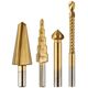 Wiertła stopniowe 4-12 mm, rozwiertak 12,4 mm, frezowiertło 6x90 mm, pogłębiacz stożkowy 8-20 mm,TiN