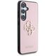 Guess Grained Big 4G Logo Small Classic Logo case for Samsung Galaxy S25 Plus pink