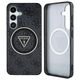 Guess 4G Glitter Triangle Buttons MagSafe Case for Samsung Galaxy S25 Plus Black