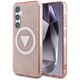 Guess 4G Glitter Triangle Buttons MagSafe Case for Samsung Galaxy S25 Pink