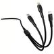 Kabel USB Denmen USB-A - USB-C + microUSB + Lightning 1 m Czarny (29360)