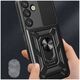 Etui pancerne Hybrid Armor Camshield z osłoną aparatu i metalowym ringiem do Samsung Galaxy S25+ - czarne