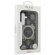 Guess 4G Background Gold Electroplated Peony Pattern MagSafe case for Samsung Galaxy S25 black