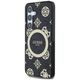 Guess 4G Background Gold Electroplated Peony Pattern MagSafe case for Samsung Galaxy S25 black