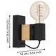 Wall lamp EGLO Bailrigg, 1 x E27, 40W, black/wood color, 5.5 x 14 x 13.5 cm