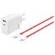 OnePlus SUPERVOOC 80W GaN Dual USB-A + USB-C kelioninis įkroviklis + USB-C/USB-C kabelis baltas