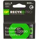 GP GP ReCyko Pro Rechargeable Battery, Size AAA, 800 mAh, 4-pack