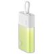 Powerbank Baseus Popsicle 5200mAh 20W z wbudowanym kablem Lightning (+ biały kabel Baseus Simple USB-C - USB-C 60W/20V/3A/30cm) - biało-zielony