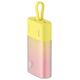 Powerbank Baseus Popsicle 5200mAh 20W z wbudowanym kablem Lightning (+ biały kabel Baseus Simple USB-C - USB-C 60W/20V/3A/30cm) - zółto-różowy