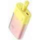 Powerbank Baseus Popsicle 5200mAh 20W z wbudowanym kablem Lightning (+ biały kabel Baseus Simple USB-C - USB-C 60W/20V/3A/30cm) - zółto-różowy