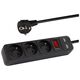98-774# Przedłużacz sieciowy pr-370wsp/usb 3-gniazda+usb z uziemieniem+wyłącznik 1,5m czarny 3x1,5mm