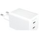 mophie Essentials Power Adapteris Dual USB-C PD 50W EU Baltas