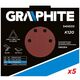 Graphite Papier ścierny na rzep K120, trójkątny z 12 otworami, 5szt do szlifierki 59G264