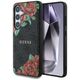 Guess Leather 4G Flowers Print Metal Classic Logo MagSafe Samsung Galaxy S25 case black