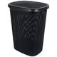 Kosz na pranie Bathroom Solutions Kosz na pranie pojemnik łazienkowy na odzież bieliznę z pokrywą czarny 60 l