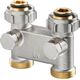 Oventrop tap block diverter piece, straight shape for swapped flow and return