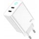 Ładowarka Jellico JELLICO ładowarka sieciowa EU19 GaN PD 40W 2xUSB-C Biały   Kabel 2x USB - C