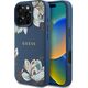 Etui Guess Grained Printed Flower         Pattern MagSafe do iPhone 16 Pro Max niebieski