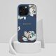 Etui Guess Grained Printed Flower         Pattern MagSafe do iPhone 16 Pro Max niebieski