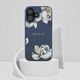 Etui Guess Grained Printed Flower         Pattern MagSafe do iPhone 16 niebieski