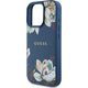 Etui Guess Grained Printed Flower         Pattern MagSafe do iPhone 16 Pro niebieski