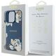 Etui Guess Grained Printed Flower         Pattern MagSafe do iPhone 16 Pro niebieski