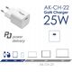 Φορτιστής Akyga Φορτιστής USB AK-CH-22 USB-C PD 5-12V / max. 3A 25W Quick Charge 3.0 GaN