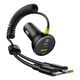 Baseus Okrągła plastikowa ładowarka samochodowa (U+C) + kabel C&L 60W Czarny