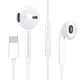 Słuchawki Fiesta FIESTA EARPHONES WITH MIC USB-C SŁUCHAWKI PRZEWODOWE DOUSZNE Z MIKROFONEM I USB-C WHITE [45647]