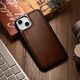 iCarer iCarer Leather Oil Wax etui pokryte naturalną skórą do iPhone 14 Plus (kompatybilne z MagSafe) brązowy (WMI14220719-BN)